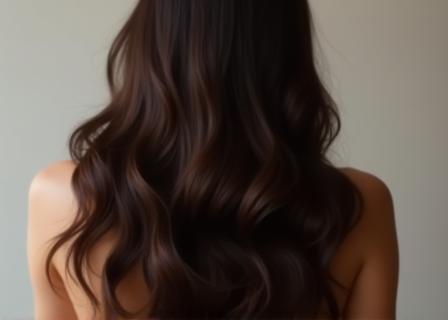 Example of long, flowing layers on dark brunette hair
